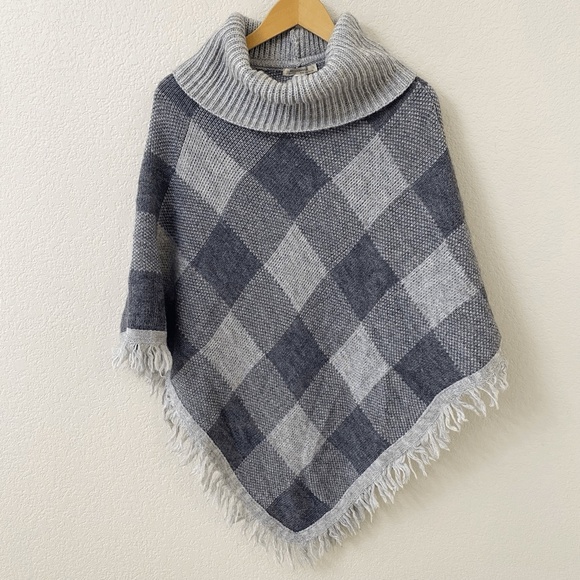 NWT Elisabetta Alpaca Wool Blend Sweater Poncho Size L/XL Gray - Picture 1 of 6